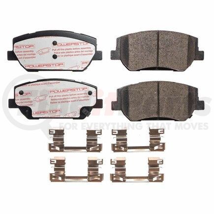 PowerStop Brakes NXT-2198 Disc Brake Pad Set - Front, Carbon Fiber Ceramic Pads with Hardware for 2019-2020 Hyundai Santa Fe