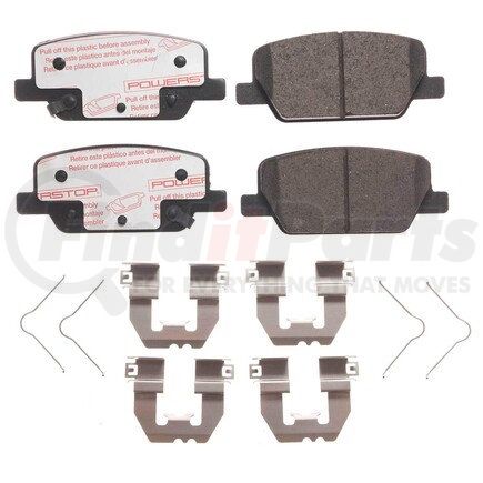 PowerStop Brakes NXT-2199 Disc Brake Pad Set - Rear, Carbon Fiber Ceramic Pads with Hardware for 2019-2020 Hyundai Santa Fe