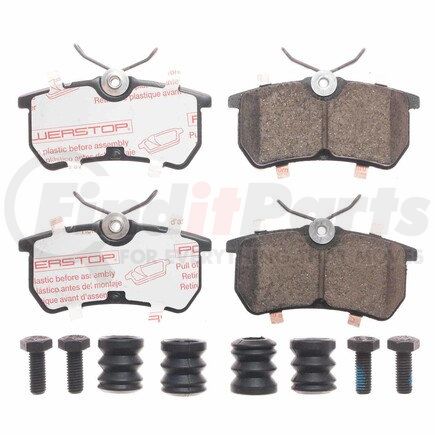 PowerStop Brakes NXT-886 Disc Brake Pad Set - Rear, Carbon Fiber Ceramic Pads with Hardware for 2014-2019 Ford Fiesta