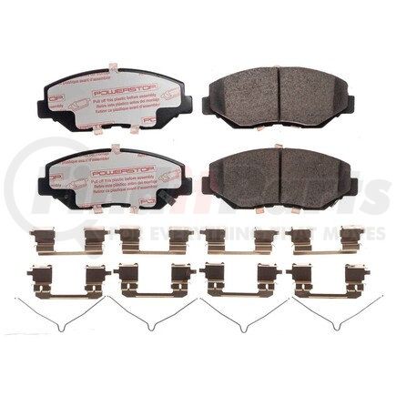 PowerStop Brakes NXT-914 Disc Brake Pad Set - Front, Carbon Fiber Ceramic Pads with Hardware for 2003-2017 Honda Accord