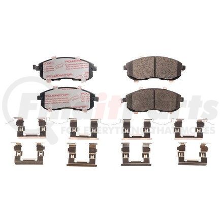 PowerStop Brakes NXT-815 Disc Brake Pad Set - Front, Carbon Fiber Ceramic Pads with Hardware for 2007-2013 Nissan Altima
