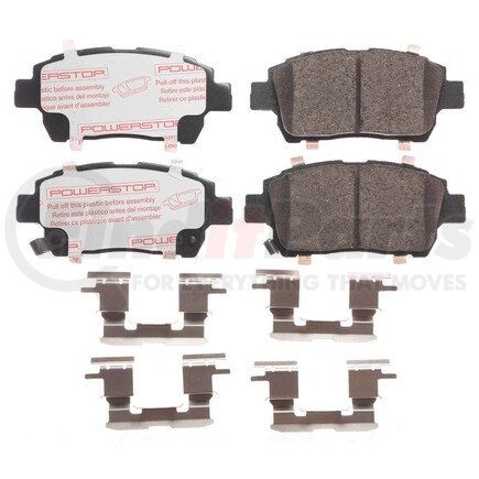 PowerStop Brakes NXT-822 Disc Brake Pad Set - Front, Carbon Fiber Ceramic Pads with Hardware for 2012-2015 Scion iQ