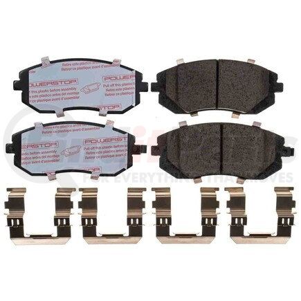 PowerStop Brakes NXT-929 Disc Brake Pad Set - Front, Carbon Fiber Ceramic Pads with Hardware for 2003-2010 Subaru Forester