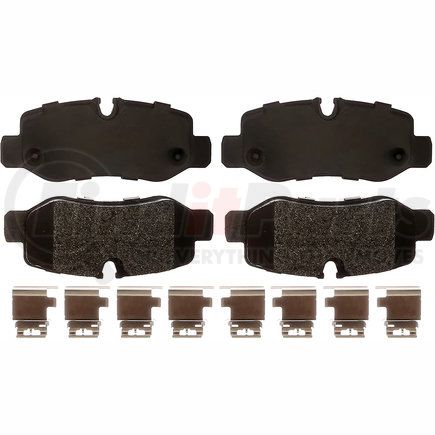 ACDelco 17D1893MH Disc Brake Pad Set - Rear, Bonded, Semi-Metallic, with Mounting Hardware