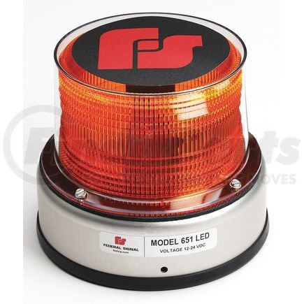 Federal Signal 420223-02 651 Beacon Light - LED, Amber, Open Style, Aluminum Base, 5.4 in. H, 12/24V, Class 2