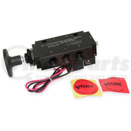 Velvac 320190 Air Brake Solenoid Valve - Four-Way Push/Pull Valve with Solenoid Air Pilot Return