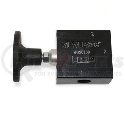 Velvac 320188 Push Pull Air Valve - Three-Way "Mini" Valve with Built-In Exhaust Filter