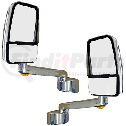 Velvac 714269 2030 Series Door Mirror - Chrome, 9" Radius Base, 10" Lighted Arm, Deluxe Head, Driver and Passenger Side