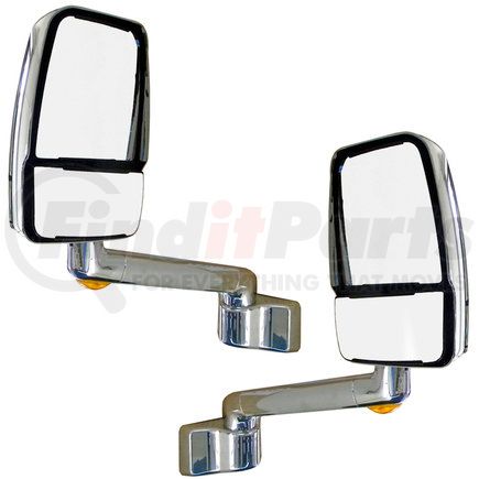 Velvac 714340-7 2030 Series Door Mirror - Chrome, 9" Radius Base, 14" Arm, Deluxe Head, Driver and Passenger Side