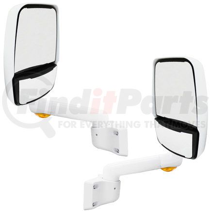 Velvac 714432-7 2030 Series Door Mirror - White, 9" Radius Base, 10" Lighted Arm, Deluxe Head, Driver and Passenger Side