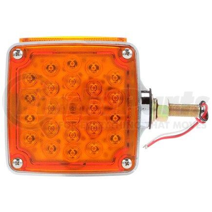 Truck-Lite 2753 Signal-Stat Pedestal Light - LED, Red/Yellow Square, 24 Diode, Left-hand, Dual Face, Vertical Mount, Side Marker, 3 Wire, 1 Stud, Chrome, Stripped End/Ring Terminal