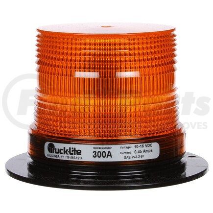 Truck-Lite 300A Signal-Stat Beacon Light - LED, Low Profile Beacon, Yellow Lens, Permanent Mount, Class III, Hardwired, Stripped End, 12V
