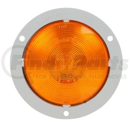 Truck-Lite 40258Y Super 40 Turn Signal / Parking Light - Incandescent, Yellow Round, 1 Bulb, Flange Mount, 12V, Gray ABS Trim