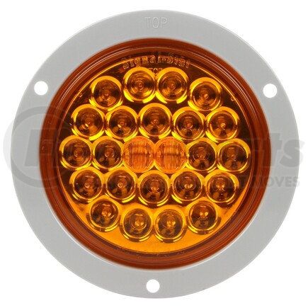 Truck-Lite 4053A Signal-Stat Turn Signal / Parking Light - LED, Yellow Round, 24 Diode, Flange, 12V, Gray Polycarbonate Trim