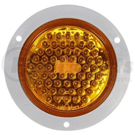 Truck-Lite 44023Y Super 44 Turn Signal / Parking Light - LED, Yellow Round, 60 Diode, Flange Mount, 12V, Gray Polycarbonate Trim