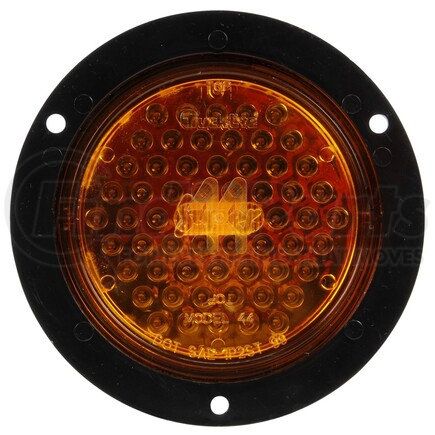 Truck-Lite 44024Y Super 44 Turn Signal / Parking Light - LED, Yellow Round, 60 Diode, Flange Mount, 12V, Black Polycarbonate Trim