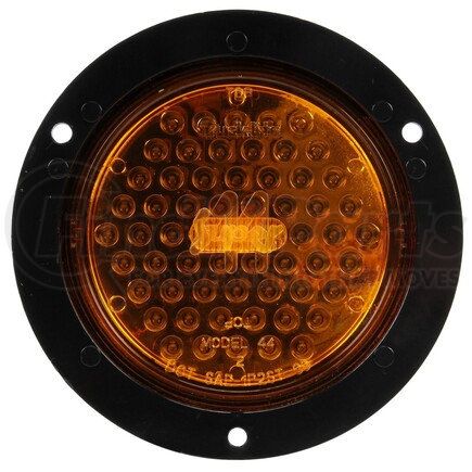 Truck-Lite 44224Y Super 44 Turn Signal / Parking Light - LED, Yellow Round, 60 Diode, Flange Mount, 12V, Black Polycarbonate Trim