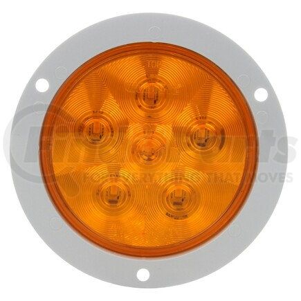 Truck-Lite 44295Y Super 44 Turn Signal / Parking Light - LED, Yellow Round, 6 Diode, Flange, 12V, Gray Polycarbonate Trim