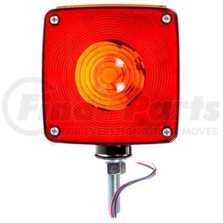 TRUCK-LITE 4810 Signal-Stat Pedestal Light - Incandescent, Red/Yellow Square, 2 Bulb, Dual Face, Horizontal Mount, Side Marker, 2 Wire, 1 Stud, Stripped End