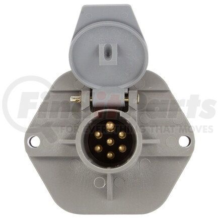 Truck-Lite 50866 50 Series Trailer Receptacle - 7 Solid Pin, Grey Plastic, Surface Mount, Threaded Stacking Studs