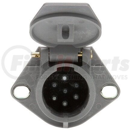Truck-Lite 50868 50 Series Trailer Receptacle - 7 Solid Pin, Grey Plastic, Flush Mount