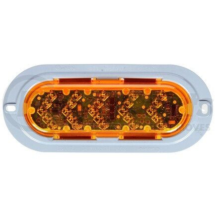 Truck-Lite 60082Y 60 Series Auxiliary Light - LED, 25 Diode, Yellow Lens, Oval Shape Lens, Gray Flange, 12V