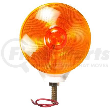 Truck-Lite 70300 Pedestal Light - Incandescent, Red/Yellow Round, 1 Bulb, Dual Face, 1 Wire, 1 Stud, White, Stripped End