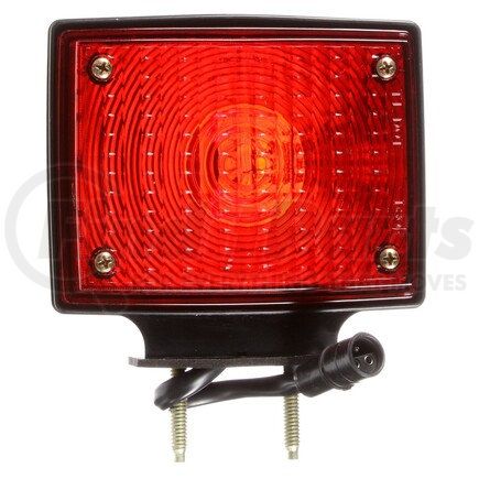 Truck-Lite 70356 Pedestal Light - Incandescent, Red/Yellow Square, 2 Bulb, Left-hand, Dual Face, 3 Wire, 2 Stud, Black, Integral Plug