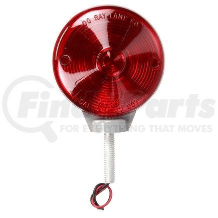 Truck-Lite 70310R Pedestal Light - Incandescent, Red Round, 1 Bulb, Single Face, 2 Wire, 1 Stud, Gray, Blunt Cut