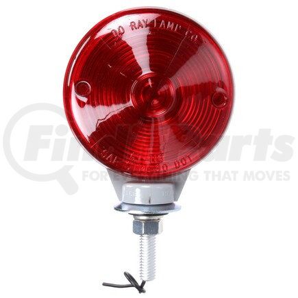 Truck-Lite 70330R Pedestal Light - Incandescent, Red Round, 1 Bulb, Single Face, 1 Wire, 1 Stud, Gray, Blunt Cut
