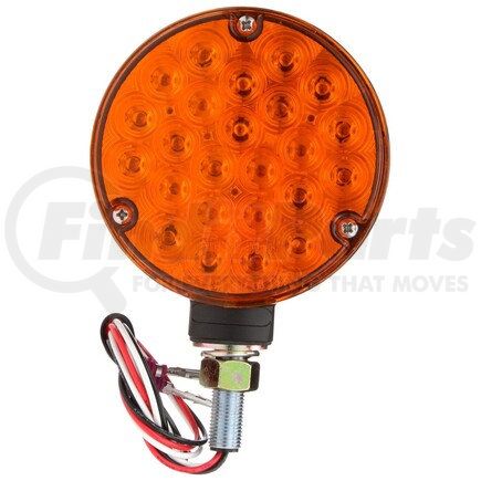 Truck-Lite 80867 Pedestal Light - LED, Amber Round, 24 Diode, Single Face, 3 Wire, 1 Stud, Black, Packard Connector