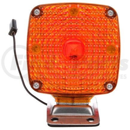 Truck-Lite 950 Signal-Stat Pedestal Light - Incandescent, Red/Yellow Square, 1 Bulb, Dual Face, 1 Wire, Surface Mount, Chrome, Packard Connector