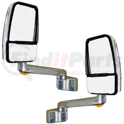 Velvac 714689 2030 Series Door Mirror - Chrome, 10" Lighted Arm, Deluxe Head, Driver and Passenger Side