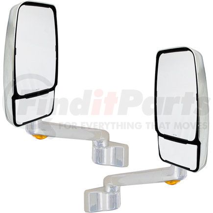 Velvac 715487-7 2030 Series Door Mirror - Chrome, 9" Radius Base, 10" Lighted Arm, VMAX II Head, Driver and Passenger Side