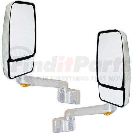 Velvac 715487 2030 Series Door Mirror - Chrome, 9" Radius Base, 10" Lighted Arm, VMAX II Head, Driver and Passenger Side