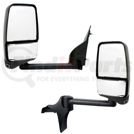 Velvac 719515 2020SS Deluxe Door Mirror - Black, 96" Body Width, Deluxe Head, Driver and Passenger Side