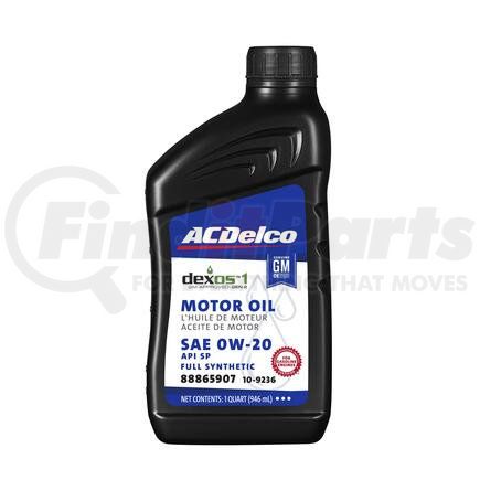 ACDelco 10-9236 Dexos 1™ GM Approved-Gen 2 Engine Oil, SAE 0W-20, API SP, Full Synthetic, 1 Quart