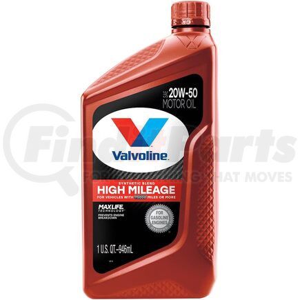 Valvoline 822381 Engine Oil - Synthetic Blend, High Mileage, 1 Quart, SAE 20W-50, Amber, for Gasoline Engines