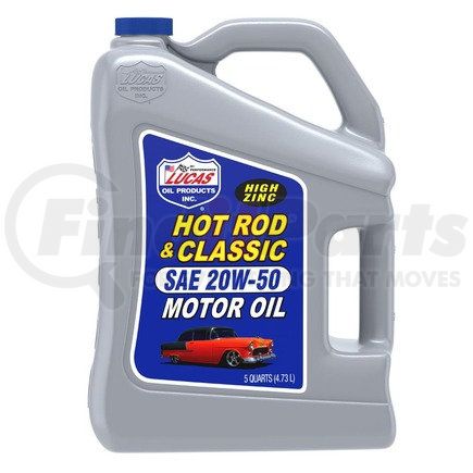 Lucas Oil 10684 Hot Rod & Classic Motor Oil - High Zinc, SAE 20W-50, 5 Quarts