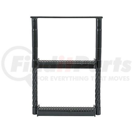 Buyers Products 5232417 Black Powder Coated 2-Rung Cable Type Truck Step - 24 x 17.5 x 1.38in. Deep