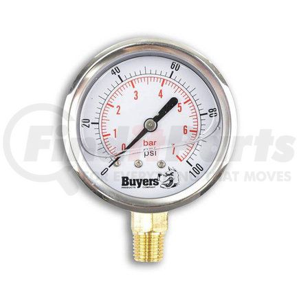 Buyers Products hpgs100 Multi-Purpose Pressure Gauge - Silicone Filled, Stem Mount, 0-100 PSI