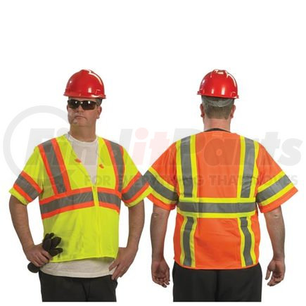 JJ Keller 28857 Type R Class 3 Two-Tone Safety Vest by PIP - Lime, Large
