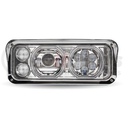 TRUX TLED-H101 Universal Chrome LED Projector Headlight Assembly with Auxiliary Halo Rings (Passenger Side)