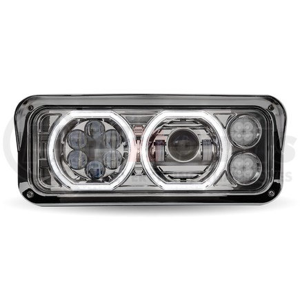 TRUX TLED-H100 Universal Chrome LED Projector Headlight Assembly with Auxiliary Halo Rings (Driver Side)