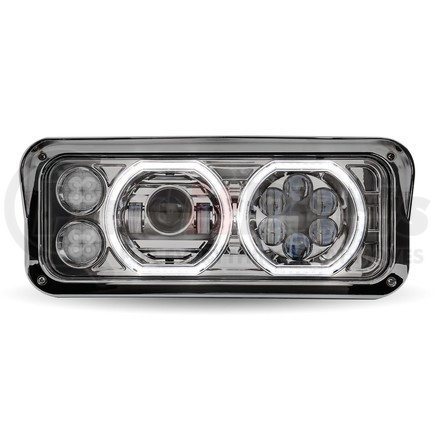 TRUX TLED-H101 Universal Chrome LED Projector Headlight Assembly with Auxiliary Halo Rings (Passenger Side)