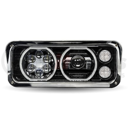 TRUX TLED-H102 Universal LED Projector Headlight Assembly with Auxiliary Halo Rings (Driver Side)