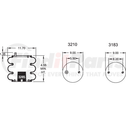 Firestone W013588038 Air Spring Triple Convoluted 354