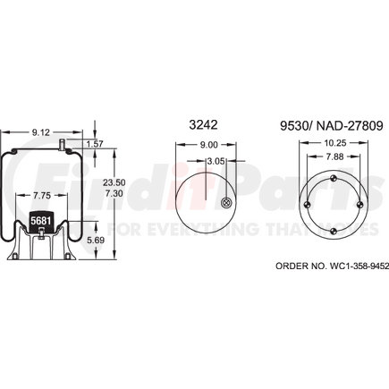 Firestone W013589560 Airide Air Spring Reversible Sleeve 1T15L-9