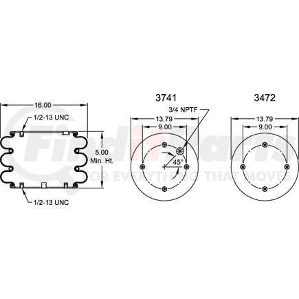 Firestone W013587286 Air Spring Triple Convoluted 312