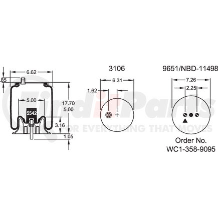 Firestone W013588868 Airide Air Spring Reversible Sleeve 1T14C-5